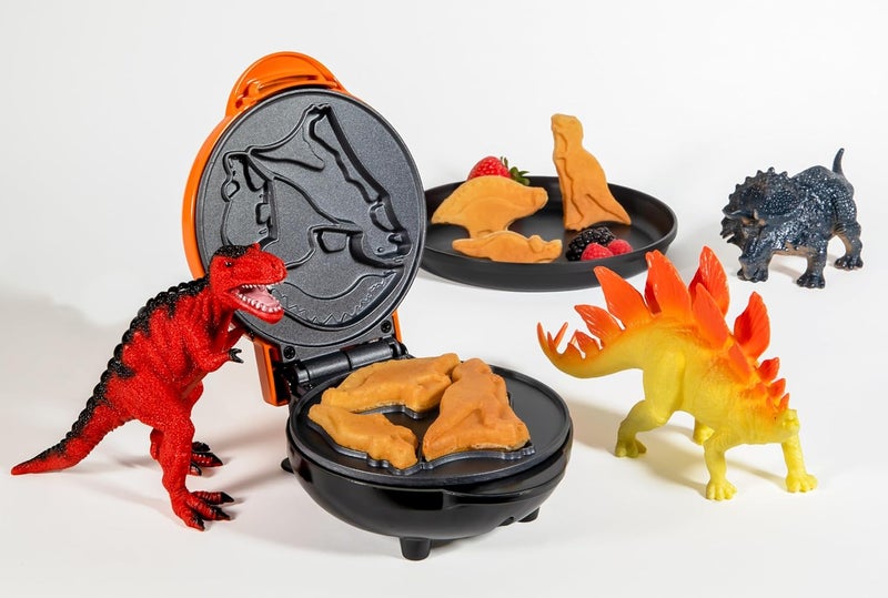 Nostalgia MyMini Dinosaurs Shape Electric Waffle Maker, 5-Inch Non-Stick Griddle for Waffles, Hash Browns, Eggs, and More, Orange - Image 2